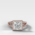 Split Shank Bezel Engagement Ring with Princess Cut Diamond