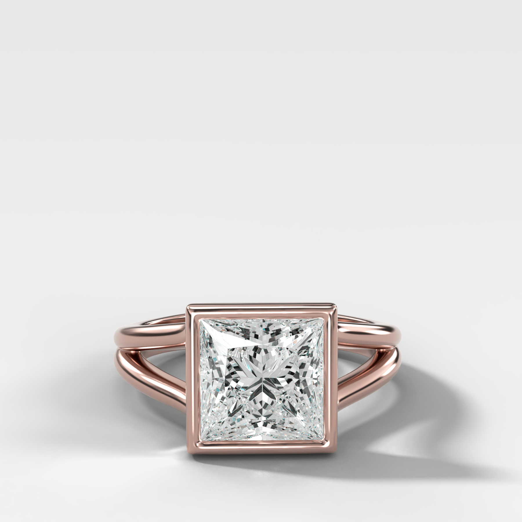 Split Shank Bezel Engagement Ring with Princess Cut Diamond