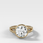 Split Shank Bezel Engagement Ring with Round Cut Diamond