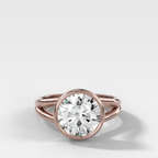 Split Shank Bezel Engagement Ring with Round Cut Diamond
