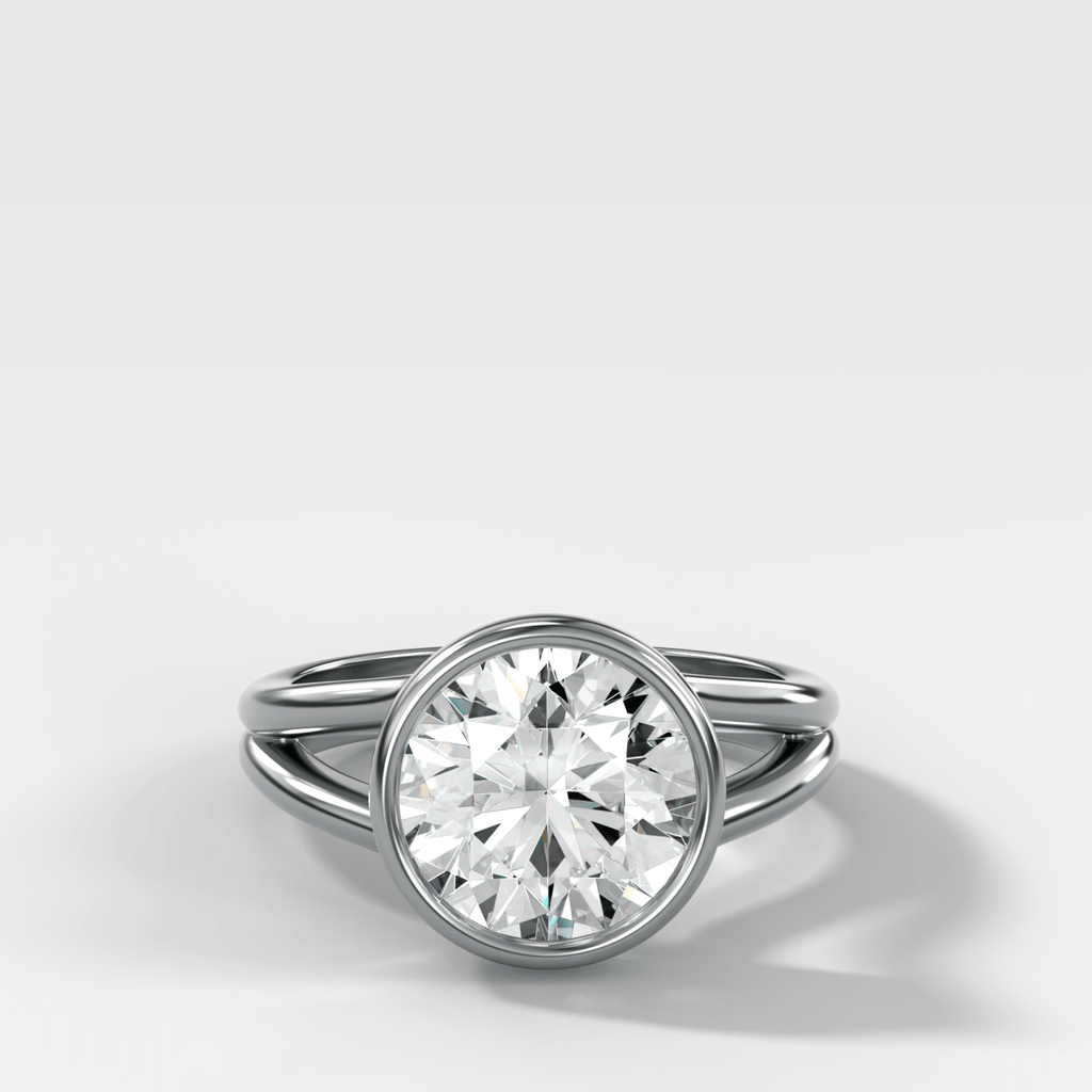 Split Shank Bezel Engagement Ring with Round Cut Diamond