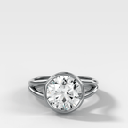 Split Shank Bezel Engagement Ring with Round Cut Diamond