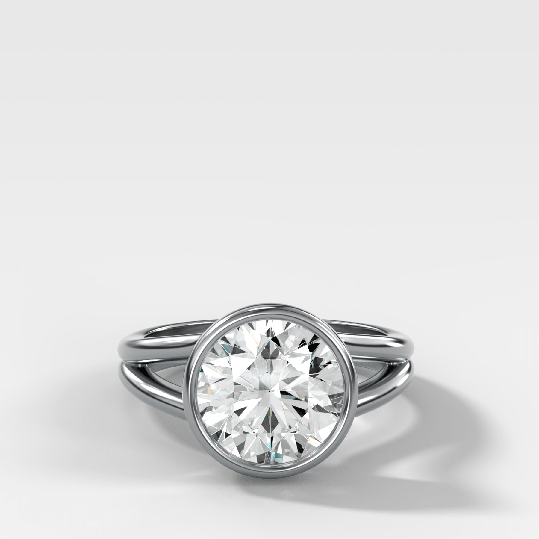Split Shank Bezel Engagement Ring with Round Cut Diamond
