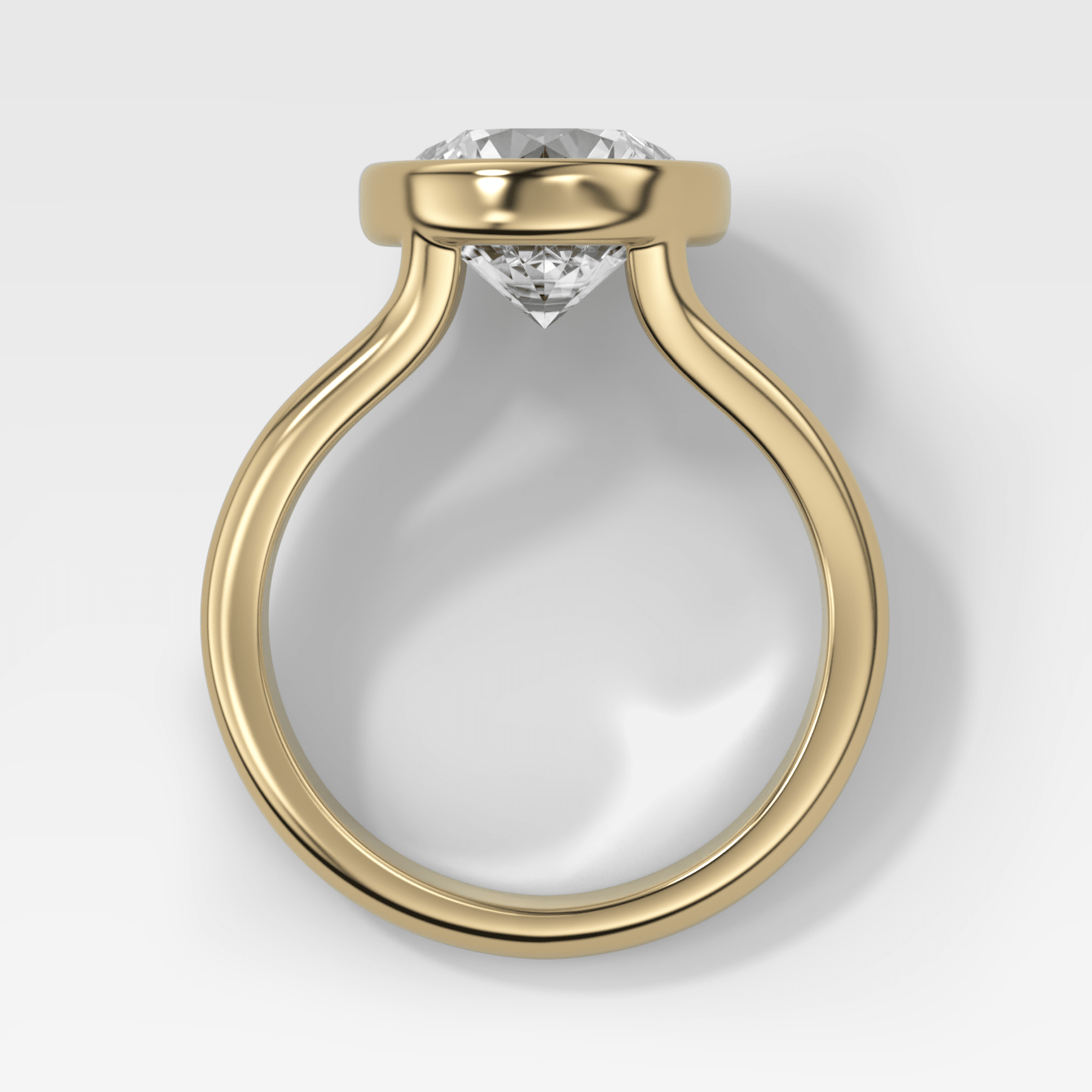 Split Shank Bezel Engagement Ring with Round Cut Diamond