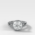 Split Shank Bezel Engagement Ring with Square Cushion Cut Diamond