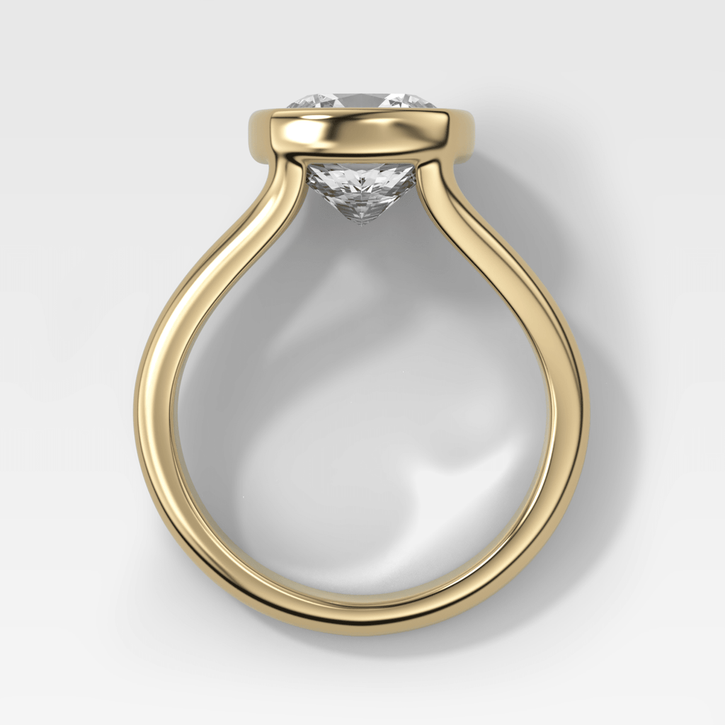 Split Shank Bezel Engagement Ring with Square Cushion Cut Diamond