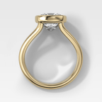 Split Shank Bezel Engagement Ring with Square Cushion Cut Diamond