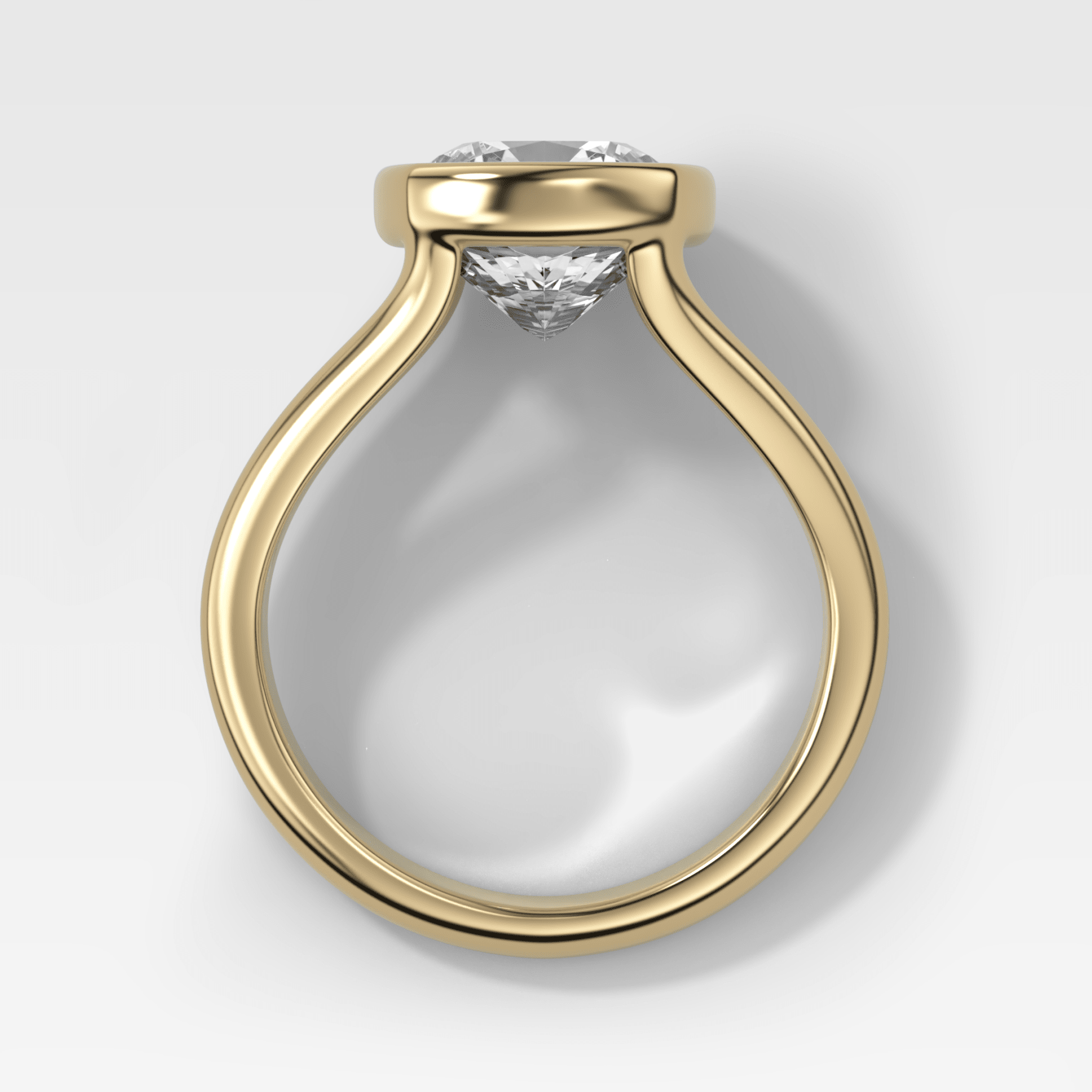 Split Shank Bezel Engagement Ring with Square Cushion Cut Diamond