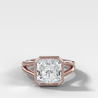 Split Shank Bezel Engagement Ring with Square Radiant Cut Diamond