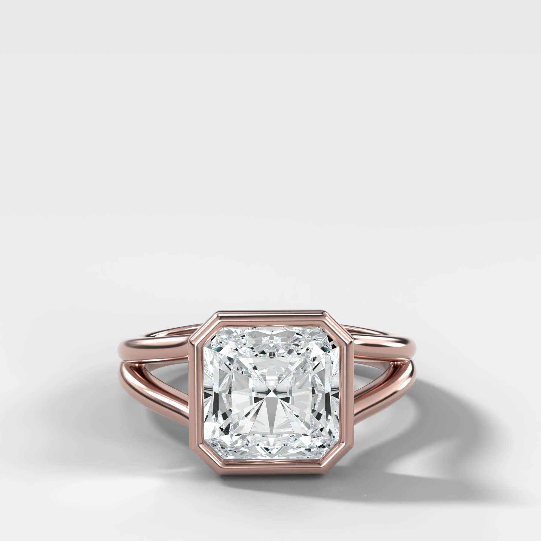 Split Shank Bezel Engagement Ring with Square Radiant Cut Diamond