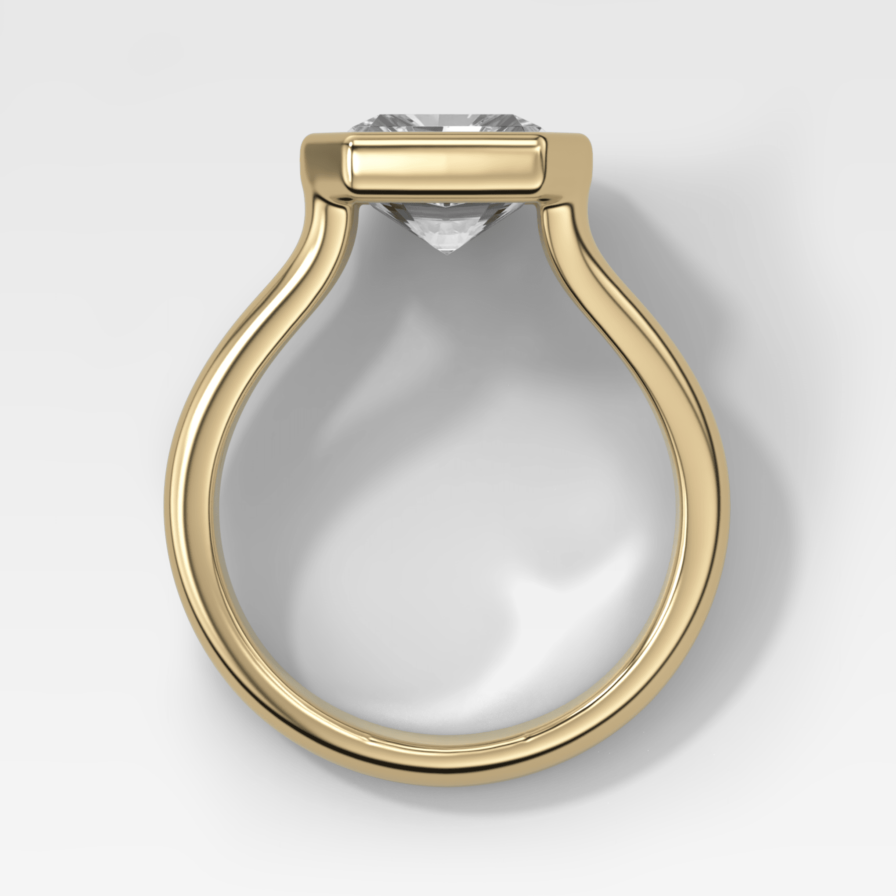 Split Shank Bezel Engagement Ring with Square Radiant Cut Diamond