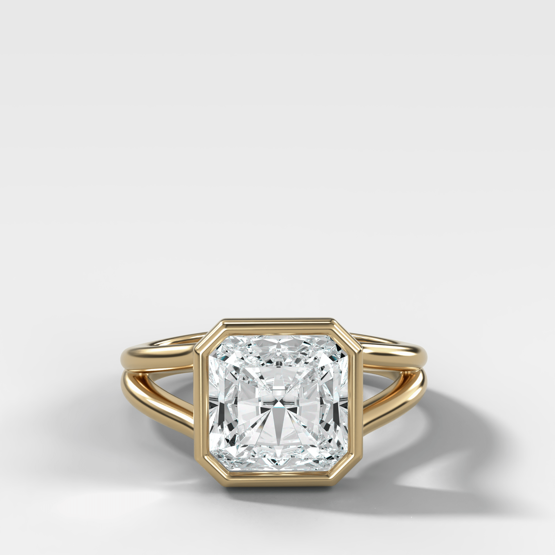 Split Shank Bezel Engagement Ring with Square Radiant Cut Diamond