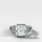 Split Shank Bezel Engagement Ring with Square Radiant Cut Diamond
