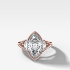 Split Shank Engagement Ring with Half Moon Side Stones and Marquise Cut Diamond