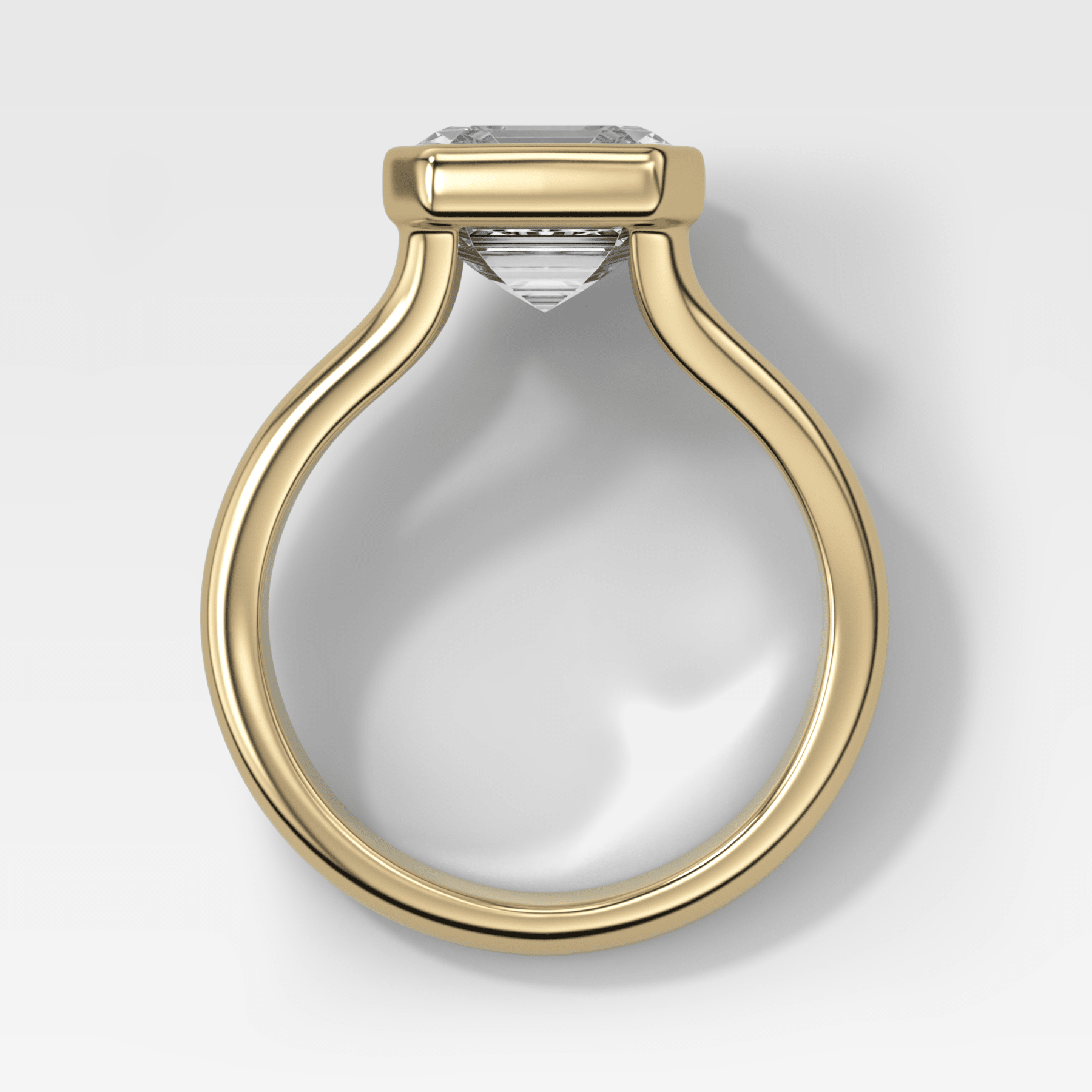 Split Shank Half Bezel Engagement Ring with Asscher Cut Diamond