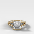 Split Shank Half Bezel Engagement Ring with Asscher Cut Diamond