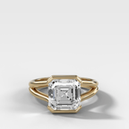 Split Shank Half Bezel Engagement Ring with Asscher Cut Diamond
