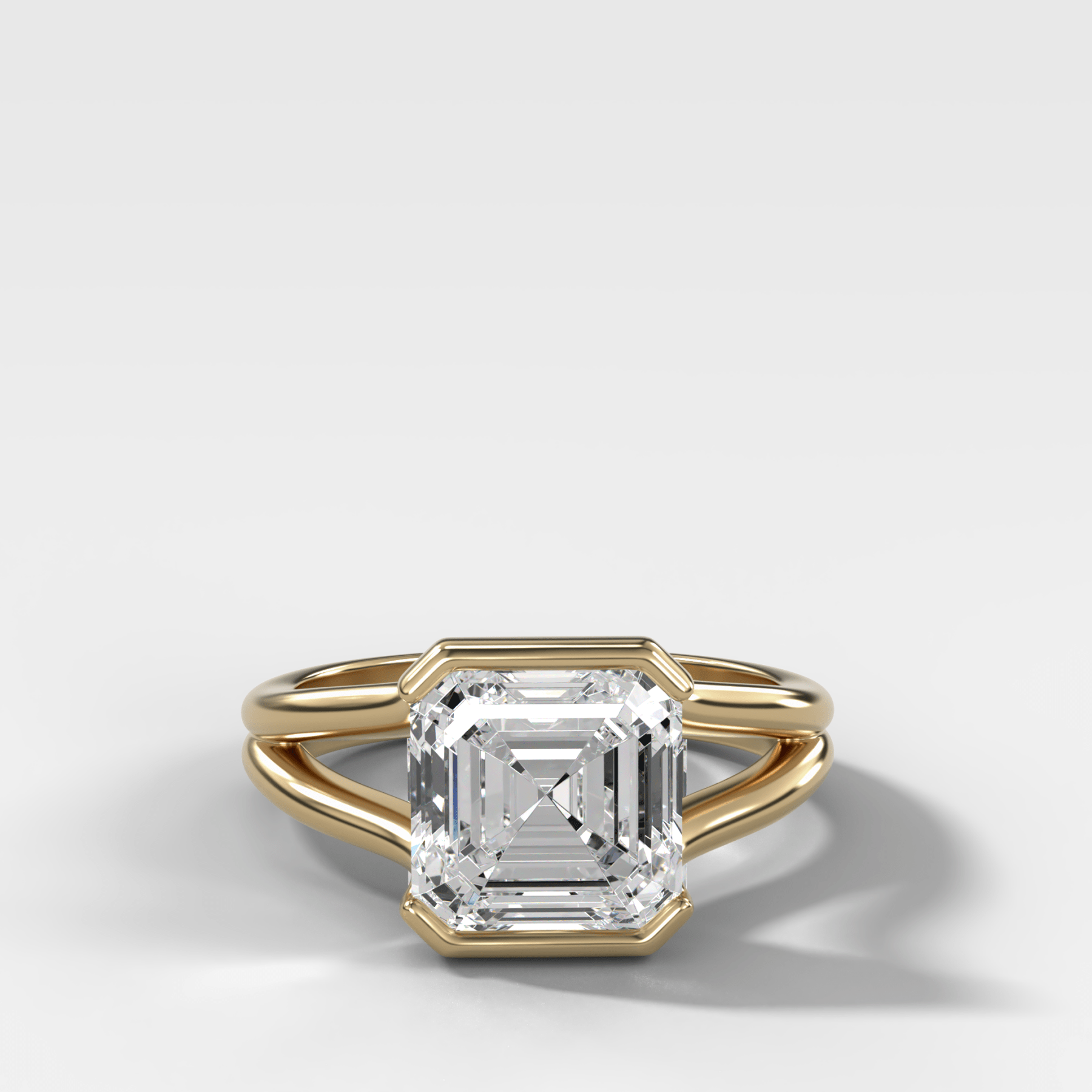 Split Shank Half Bezel Engagement Ring with Asscher Cut Diamond