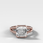 Split Shank Half Bezel Engagement Ring with Asscher Cut Diamond