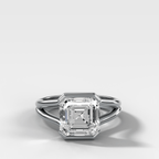 Split Shank Half Bezel Engagement Ring with Asscher Cut Diamond