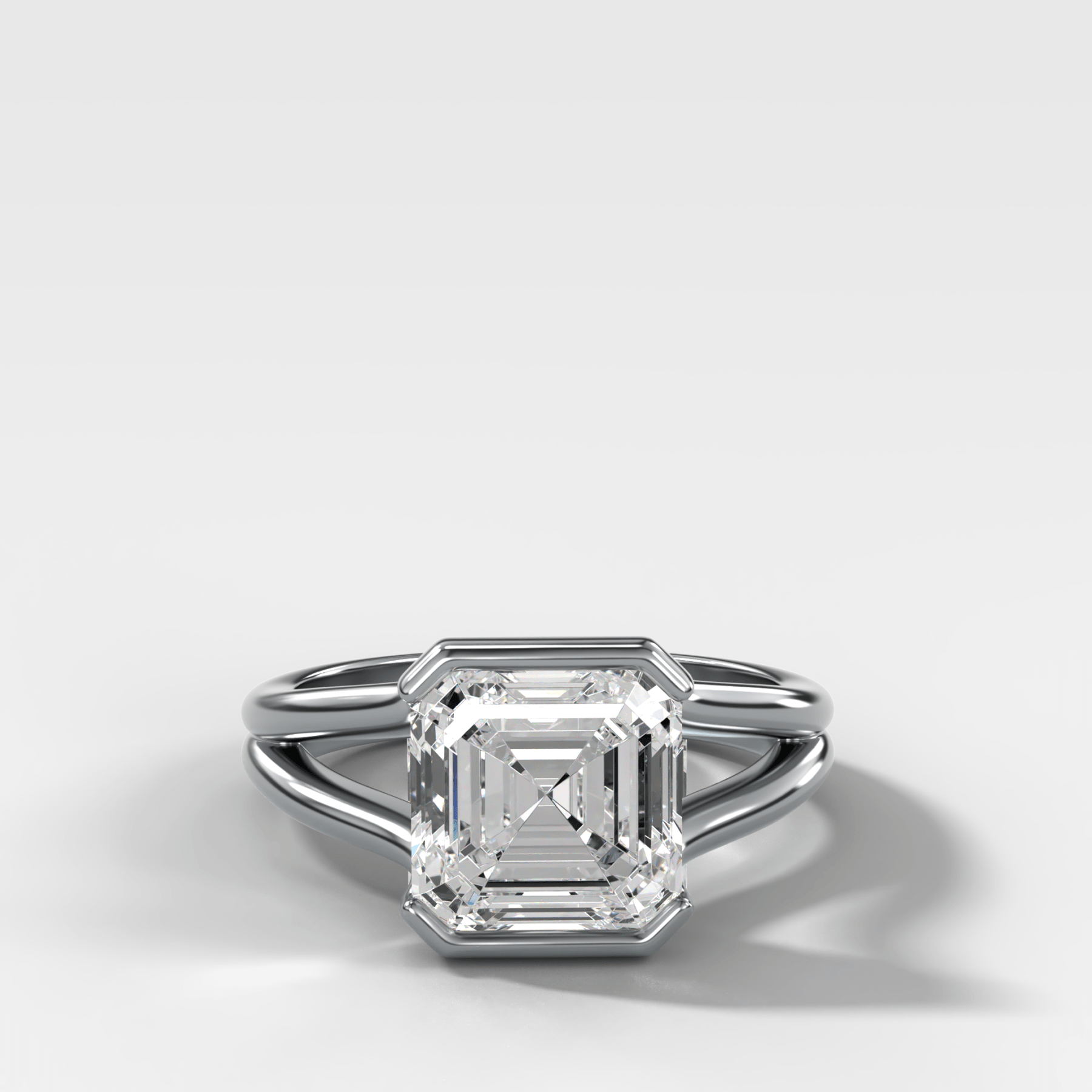 Split Shank Half Bezel Engagement Ring with Asscher Cut Diamond