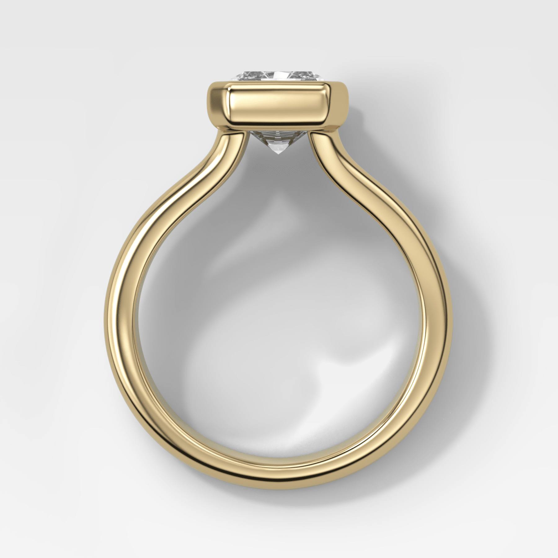 Split Shank Half Bezel Engagement Ring with Elongated Radiant Cut Diamond