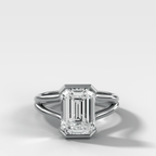 Split Shank Half Bezel Engagement Ring with Emerald Cut Diamond