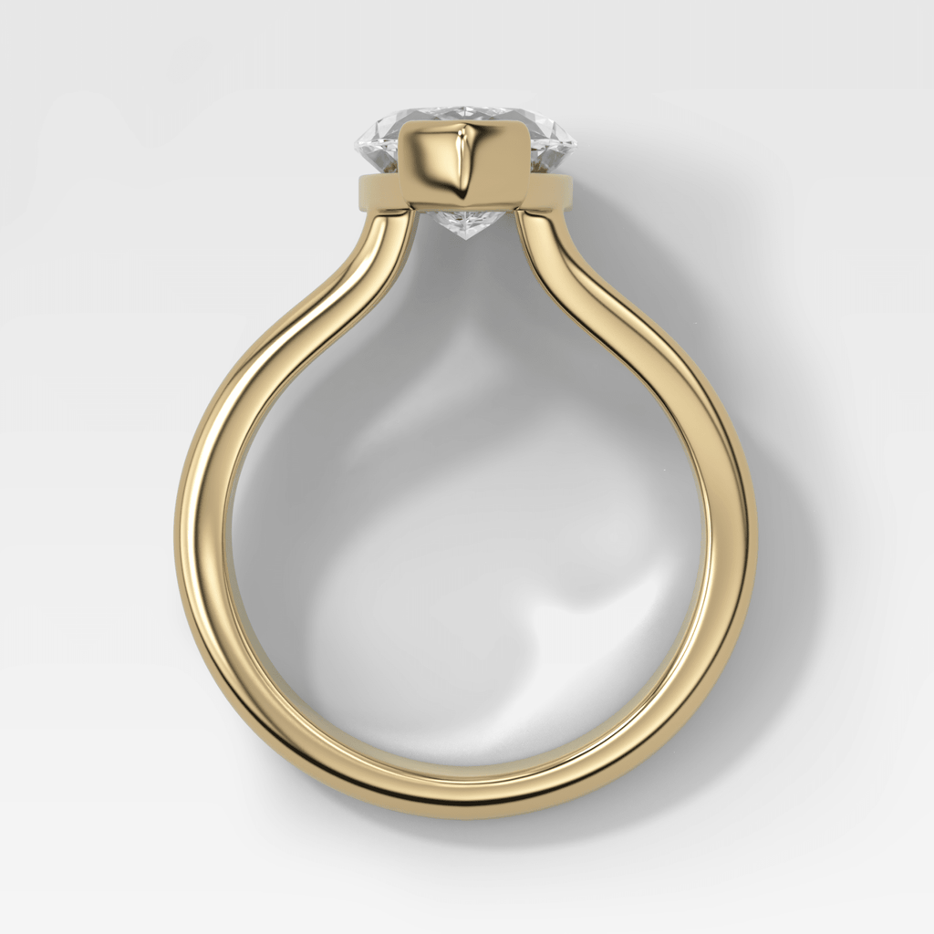 Split Shank Half Bezel Engagement Ring with Marquise Cut Diamond