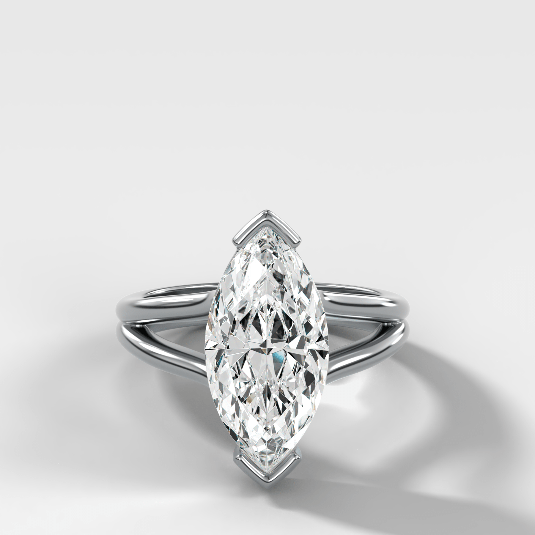 Split Shank Half Bezel Engagement Ring with Marquise Cut Diamond