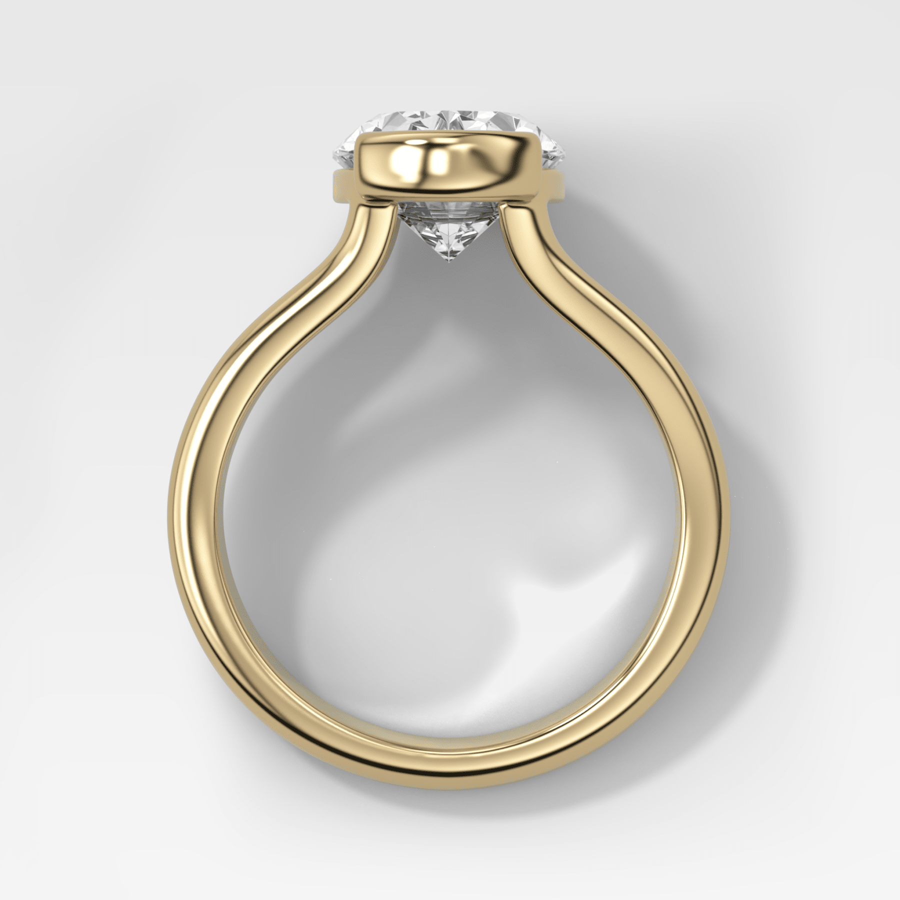 Split Shank Half Bezel Engagement Ring with Oval Cut Diamond