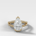 Split Shank Half Bezel Engagement Ring with Pear Cut Diamond