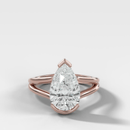 Split Shank Half Bezel Engagement Ring with Pear Cut Diamond