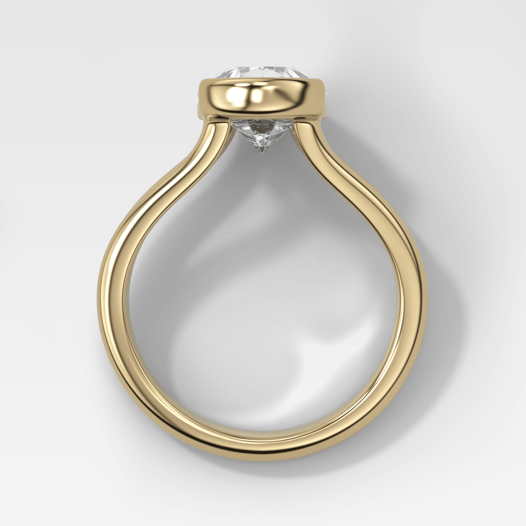 Split Shank Half Bezel Engagement Ring with Pear Cut Diamond