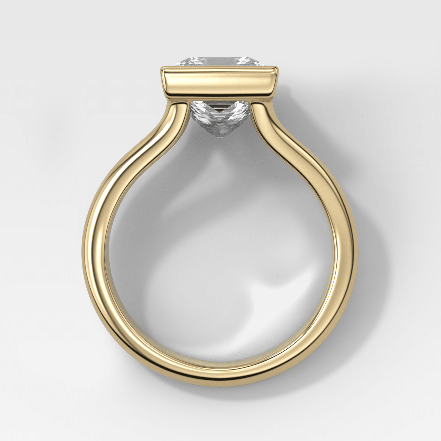 Split Shank Half Bezel Engagement Ring with Princess Cut Diamond