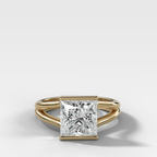 Split Shank Half Bezel Engagement Ring with Princess Cut Diamond