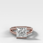 Split Shank Half Bezel Engagement Ring with Princess Cut Diamond