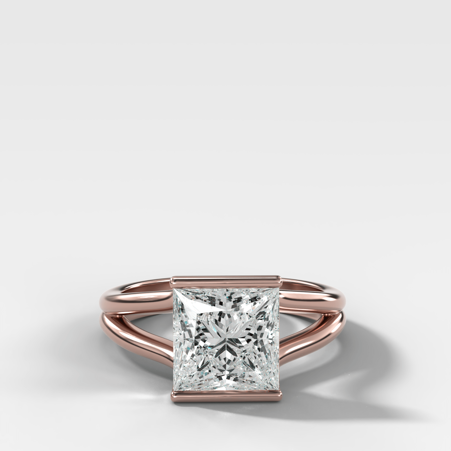 Split Shank Half Bezel Engagement Ring with Princess Cut Diamond