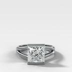 Split Shank Half Bezel Engagement Ring with Princess Cut Diamond