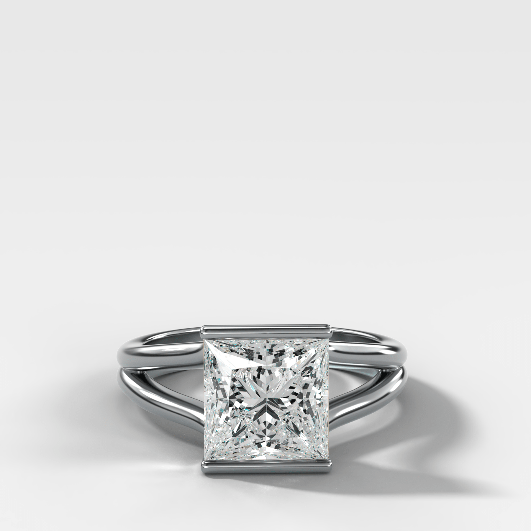 Split Shank Half Bezel Engagement Ring with Princess Cut Diamond