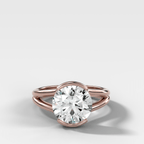 Split Shank Half Bezel Engagement Ring with Round Cut Diamond
