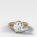 Split Shank Half Bezel Engagement Ring with Round Cut Diamond