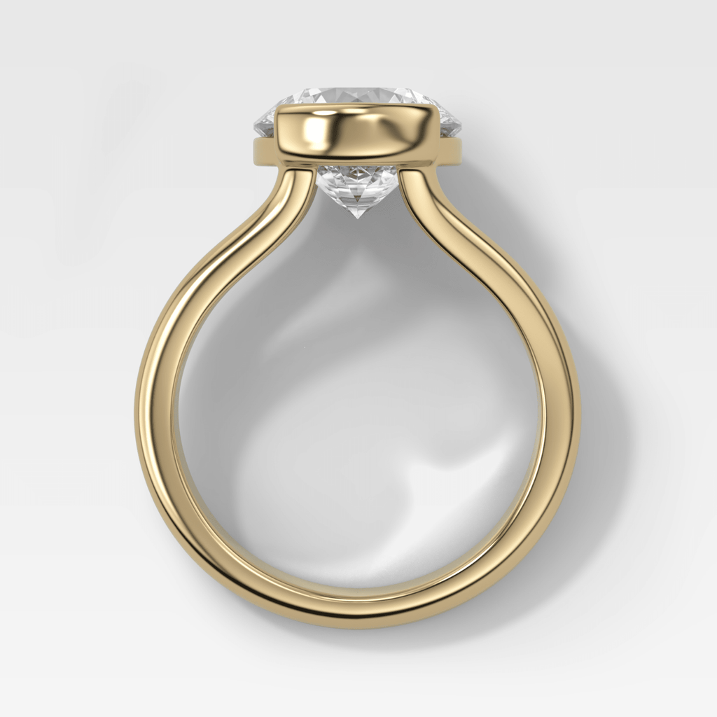 Split Shank Half Bezel Engagement Ring with Round Cut Diamond