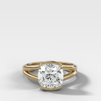 Split Shank Half Bezel Engagement Ring with Square Cushion Cut Diamond