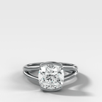 Split Shank Half Bezel Engagement Ring with Square Cushion Cut Diamond