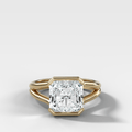 Split Shank Half Bezel Engagement Ring with Square Radiant Cut Diamond