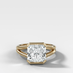 Split Shank Half Bezel Engagement Ring with Square Radiant Cut Diamond