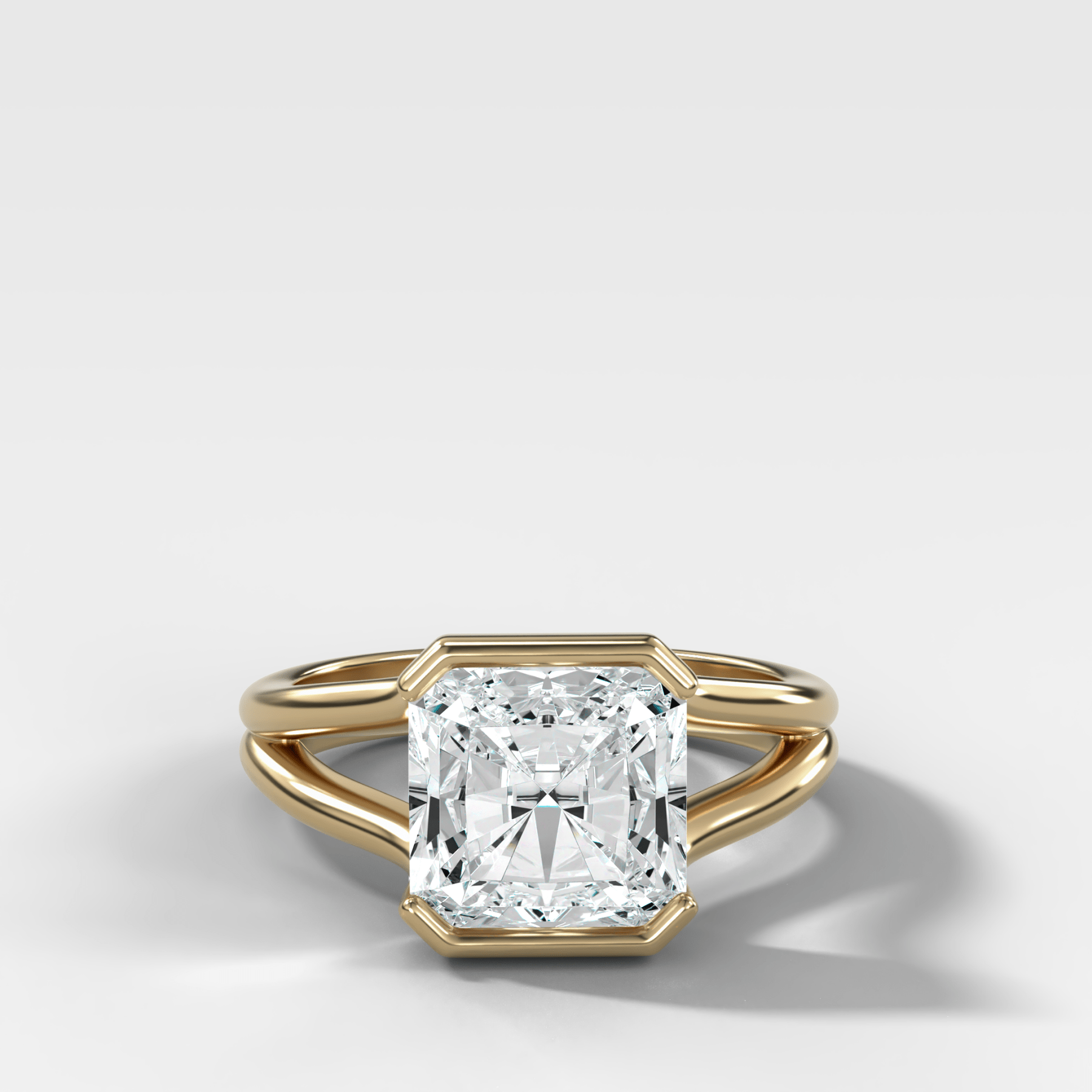 Split Shank Half Bezel Engagement Ring with Square Radiant Cut Diamond