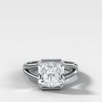 Split Shank Half Bezel Engagement Ring with Square Radiant Cut Diamond