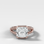 Split Shank Half Bezel Engagement Ring with Square Radiant Cut Diamond