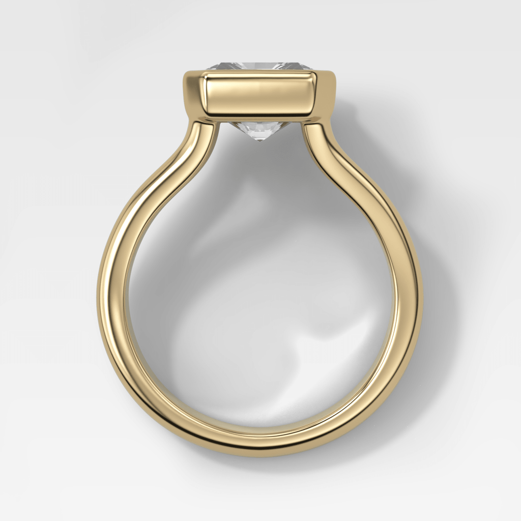 Split Shank Half Bezel Engagement Ring with Square Radiant Cut Diamond